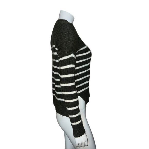 Abercrombie & Fitch Womens Green White Striped Sweater Hi-Lo XXS EUC - Picture 4 of 7